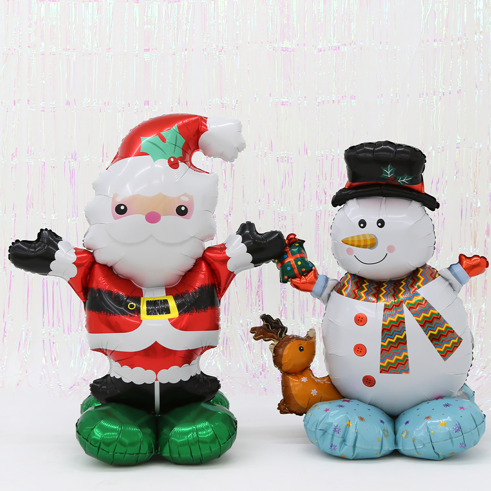 대형 스탠드 산타 + 눈사람 호일 풍선 크리스마스 은박 연말 파티 송년회 홈파티 꾸미기 장식