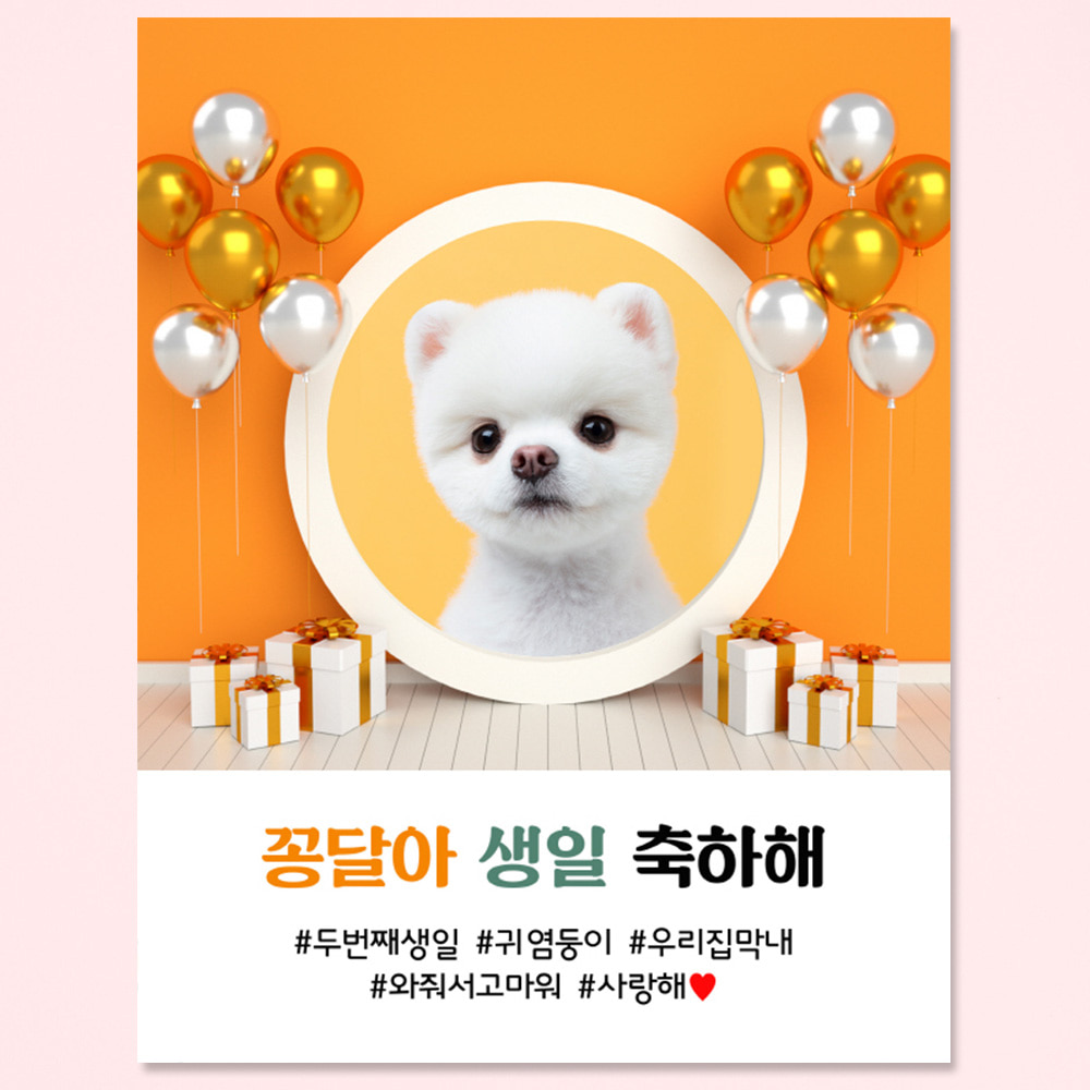 강아지 생일 자유 문구 제작 현수막 플랜카드  DA_18 70X90